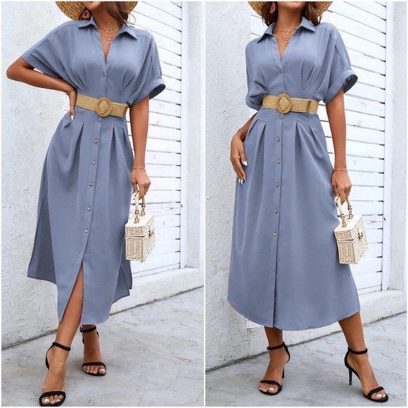 Boho Button up Minimalist Shirt Dress - Picture 5 of 16